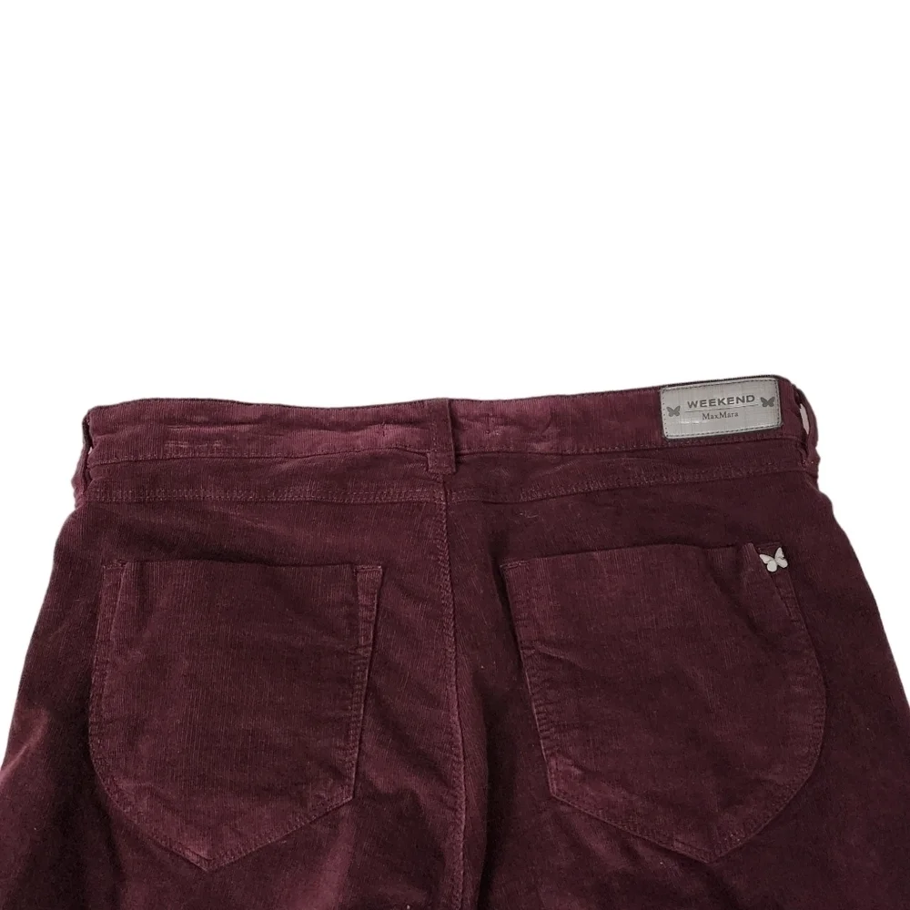 Max Mara Pants Womens 6 Burgundy‎ Corduroy Stretch Leggings Fit Weekend